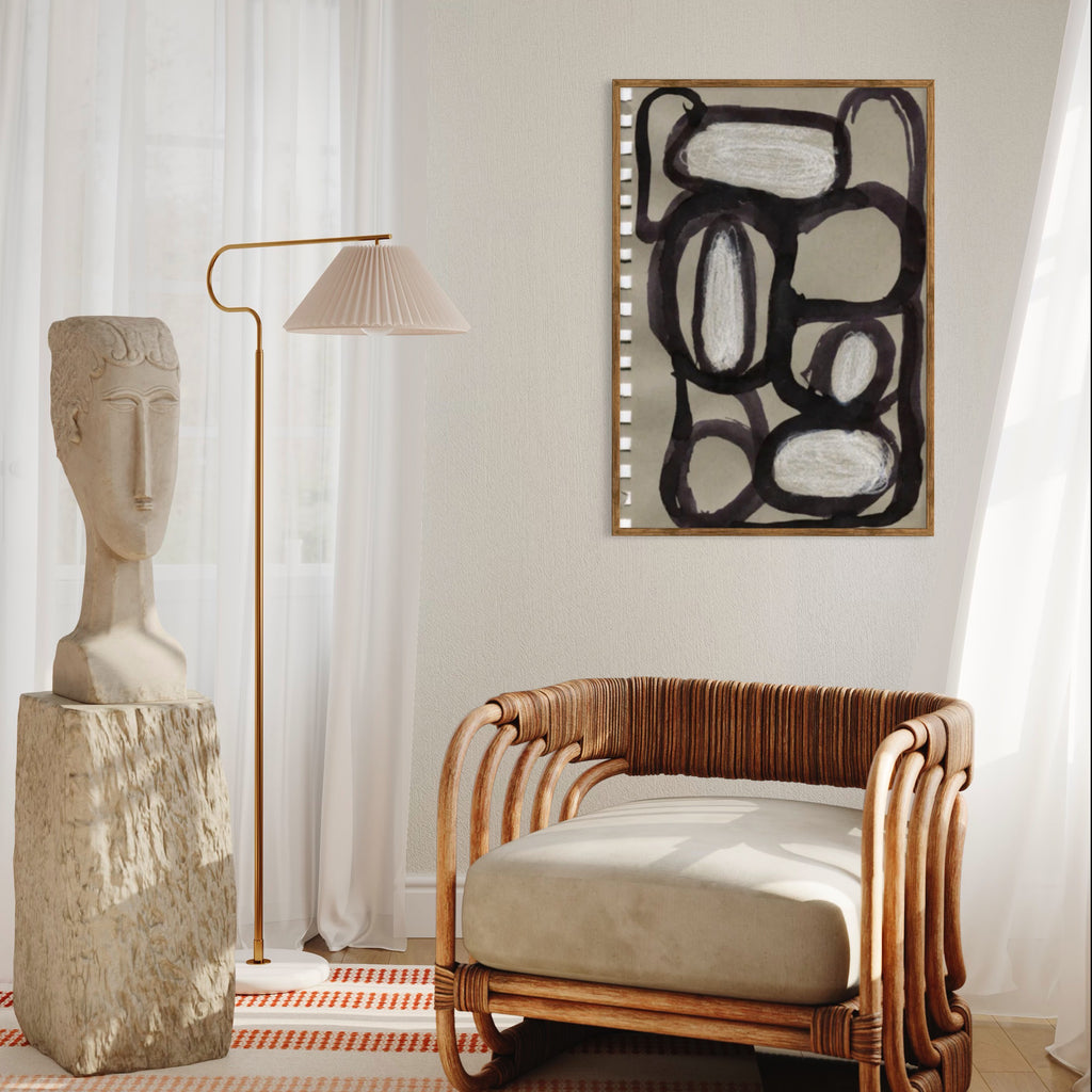 Abstract on Grey kunstplakat – interiørstyling af Mette Handberg