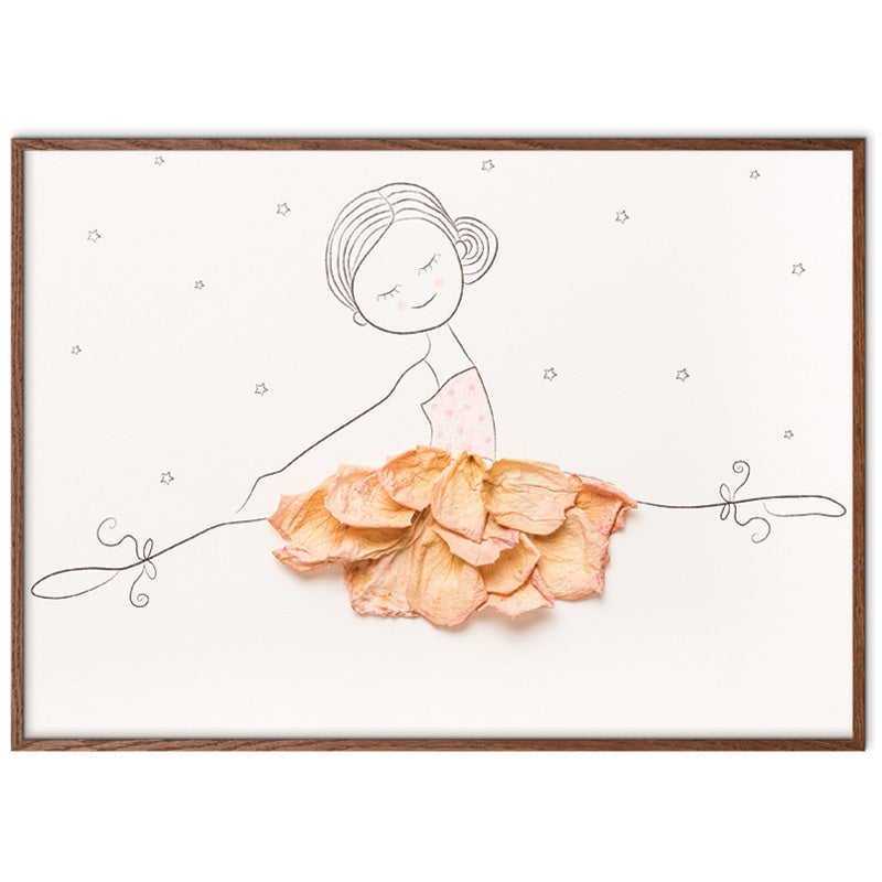 Ballerina Amelie Rose kunstplakat med dark oak ramme