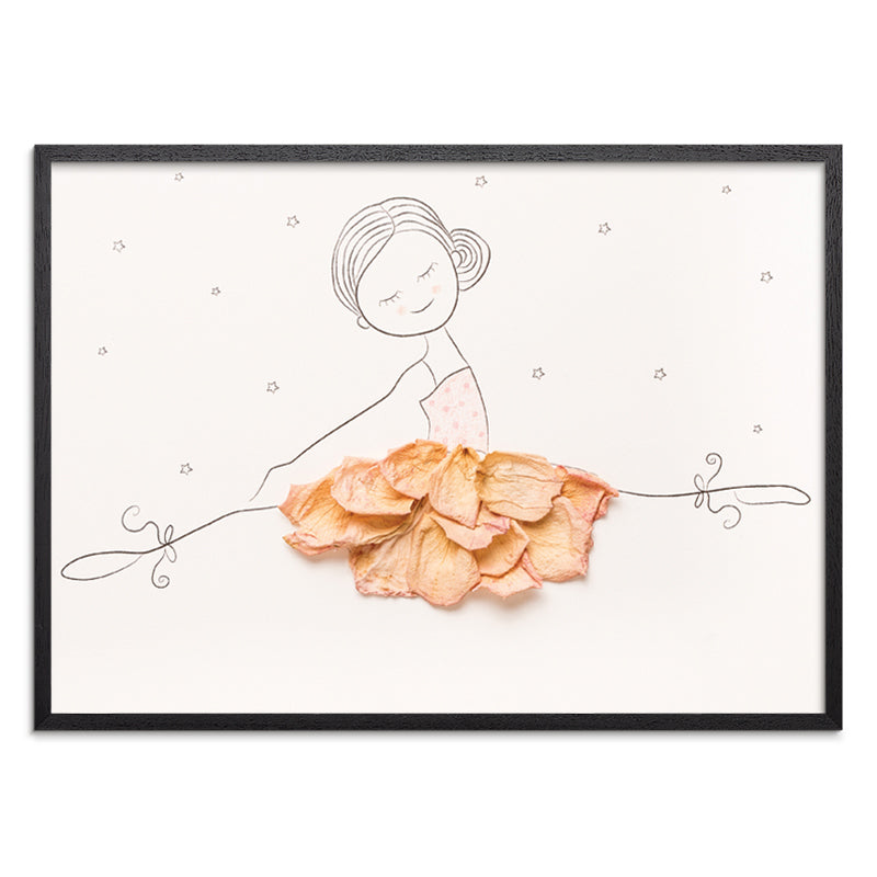  Ballerina Amelie Rose kunstplakat med sort aluramme