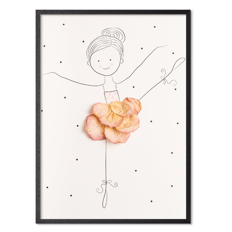 Ballerina Alba Rose kunstplakat med sort aluminiumsramme