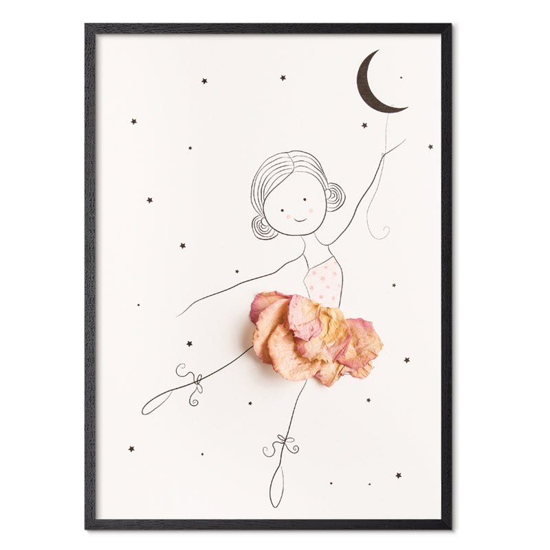 Ballerina Ella Rose kunstplakat med sort aluramme