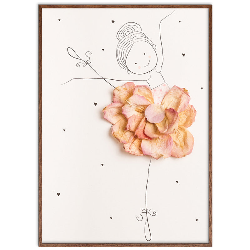Ballerina Emma Rose kunstplakat med dark oak ramme
