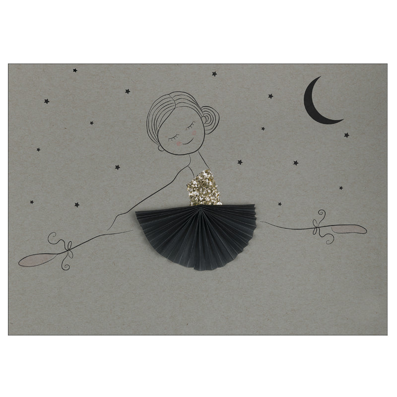 Ballerina Alba Rose kunstplakat med sort 