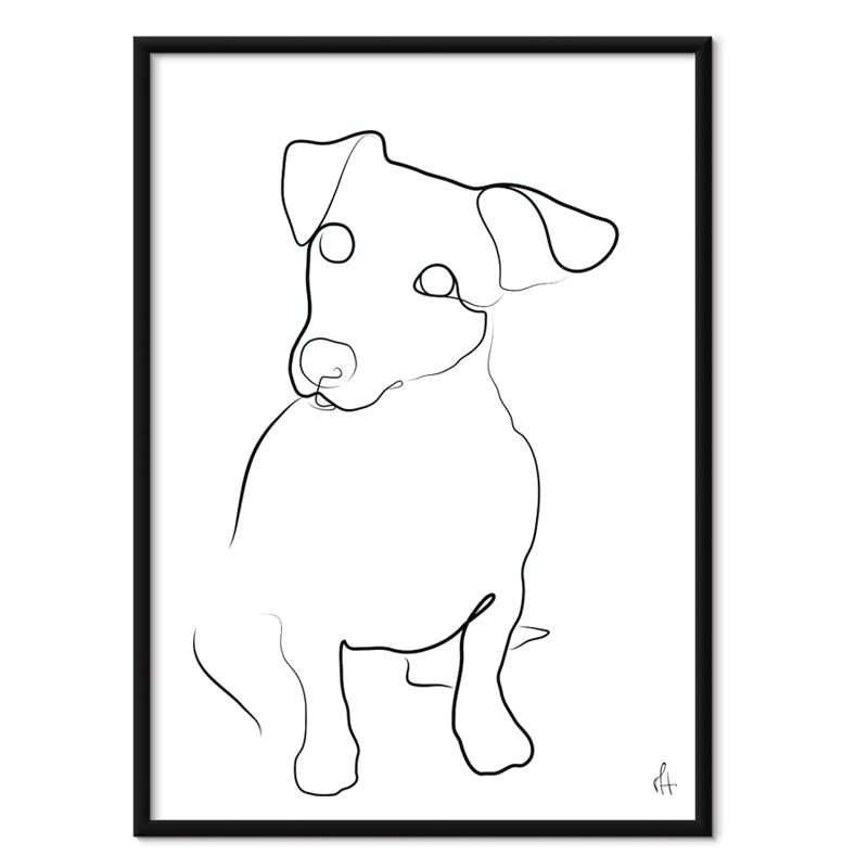 Chien kunstplakat med sort aluminiumsramme