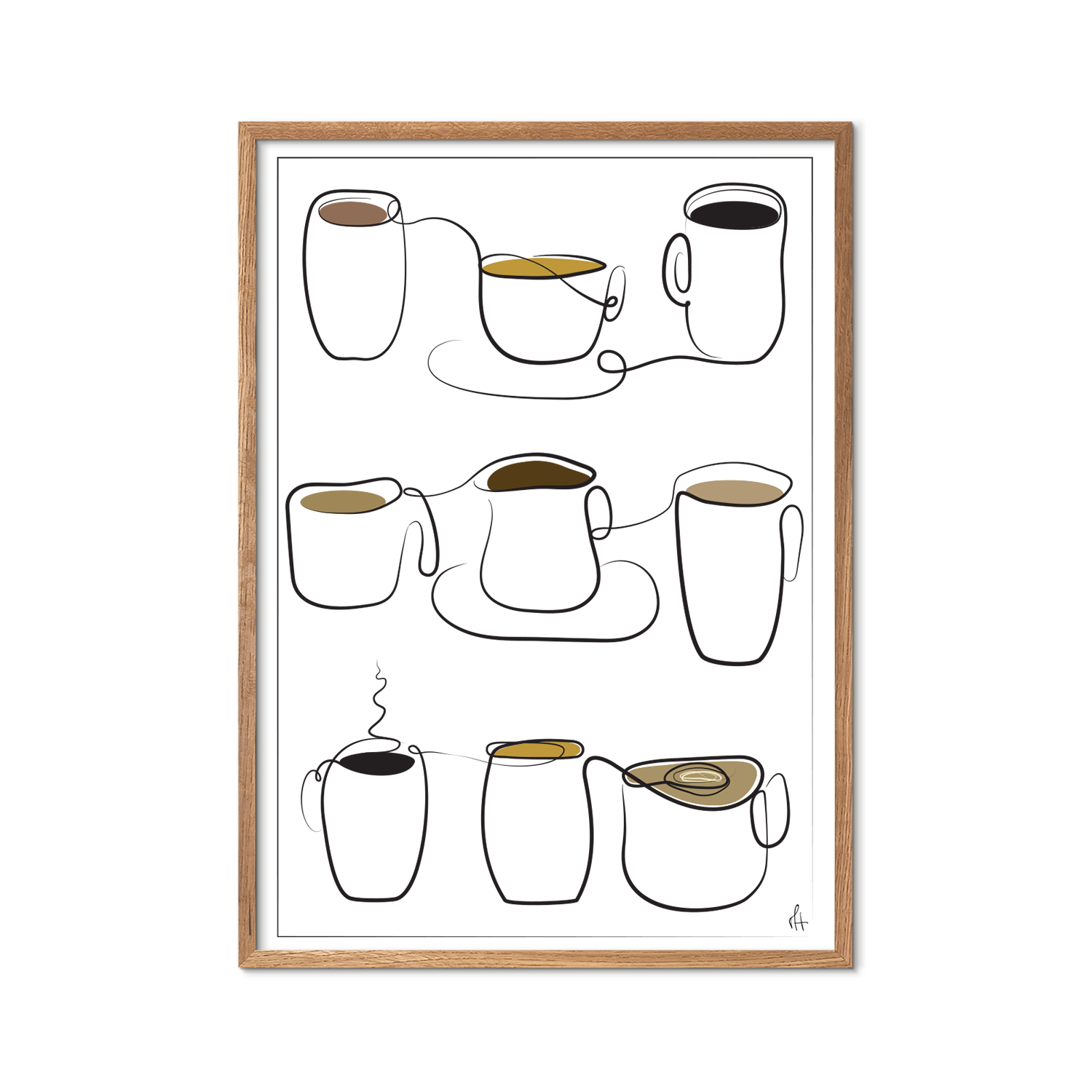 Kaffekop kunstplakat med egeramme