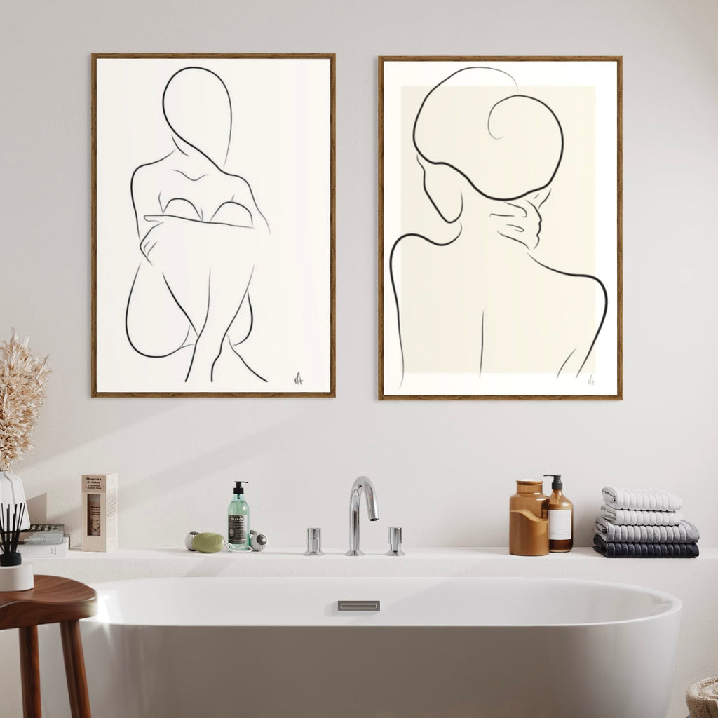 Embracing Silhouette kunstplakat i badeværelset