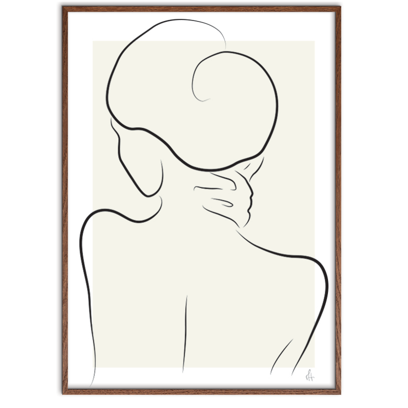Embracing Silhouette kunstplakat med dark oak ramme