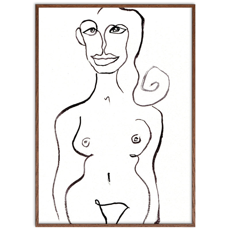 Female Nude kunstplakat i mørk egeramme