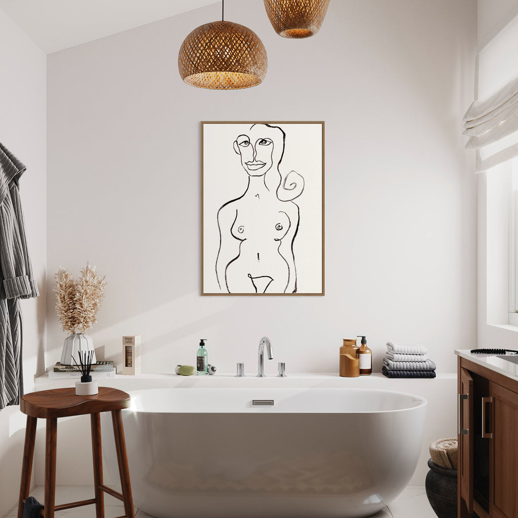 Female Nude kunstplakat i badeværelse
