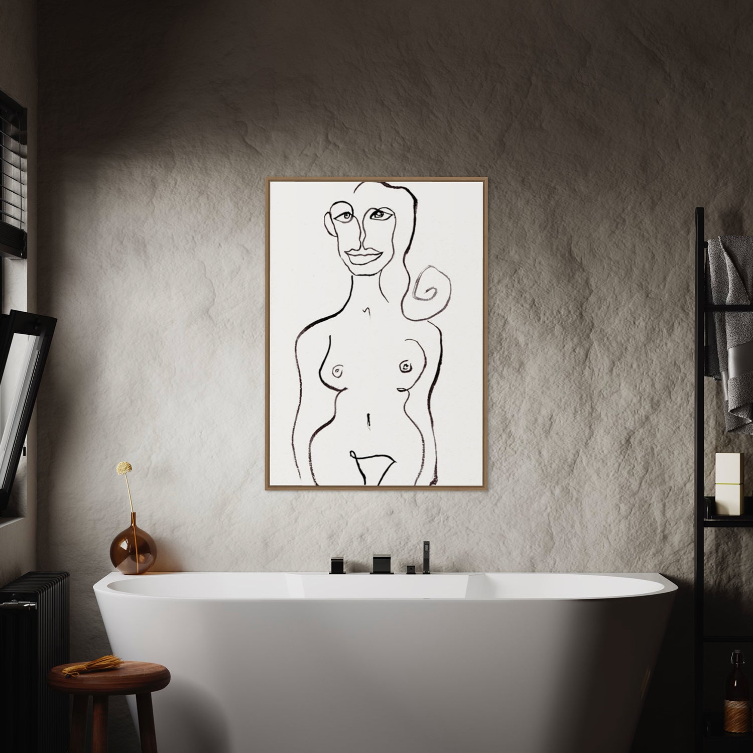 Female Nude kunstplakat i badeværelset