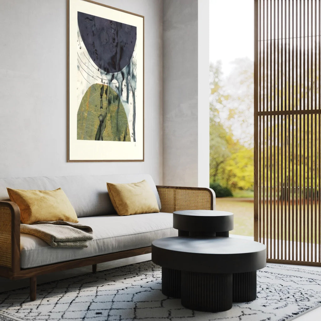 Golden Abstract kunstplakat – interiørstyling af Mette Handberg