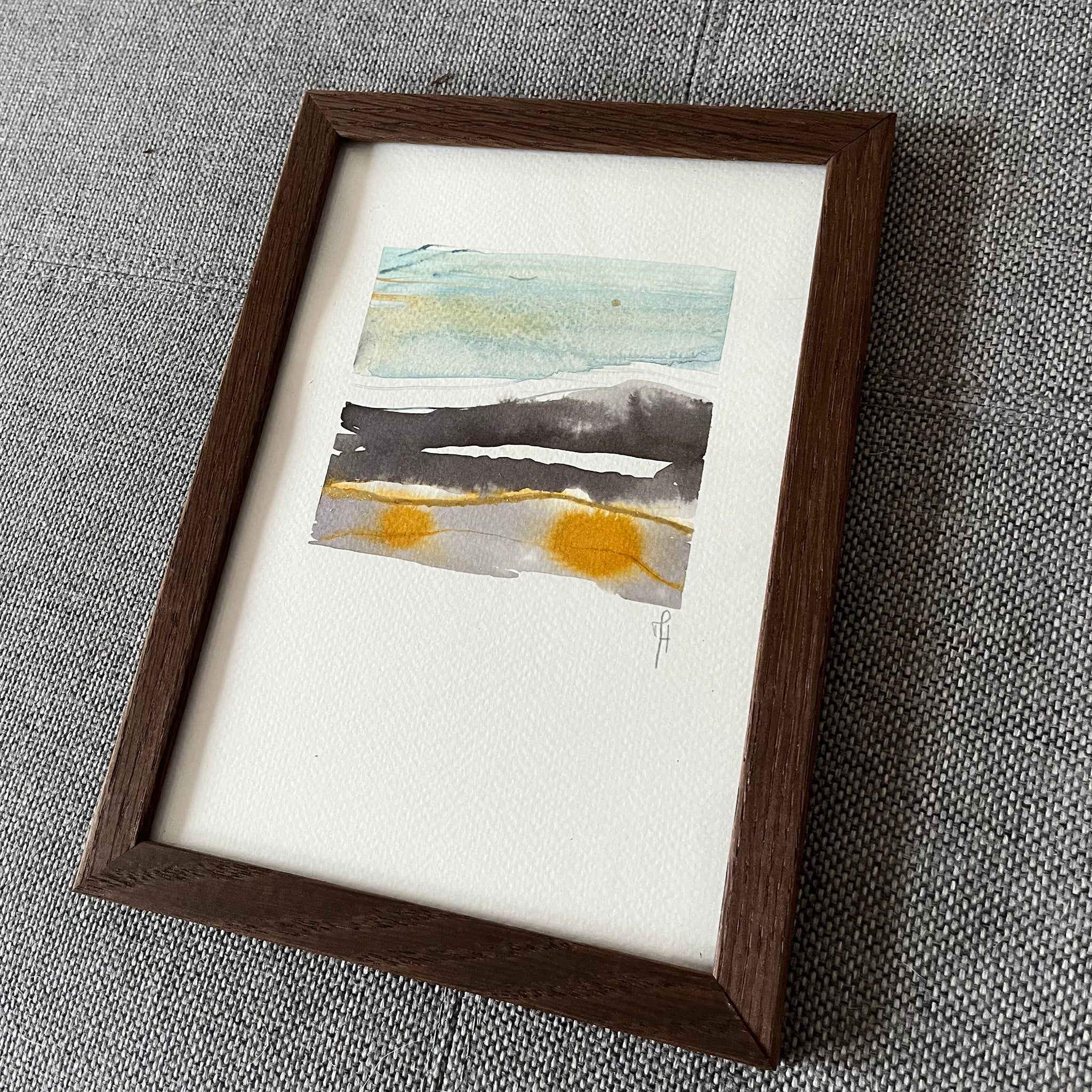 Golden Sky A5 Original – interiørstyling, maleri af Mette Handberg