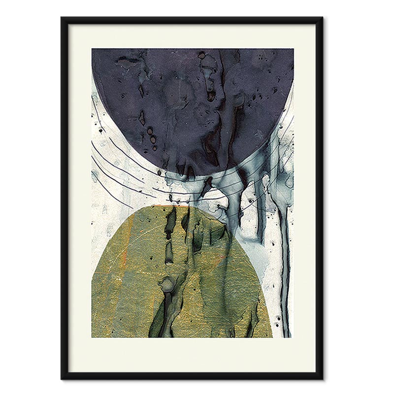 Nordic Abstract kunstplakat i sort aluminiumsramme – af Mette Handberg