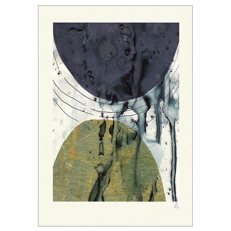 Golden Abstract – abstrakt kunstplakat af Mette Handberg, gyldne og varme toner