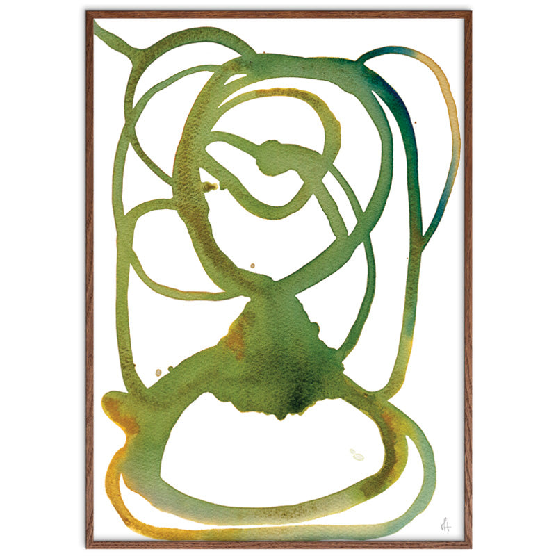 Greenery kunstplakat i dark oak ramme – af Mette Handberg