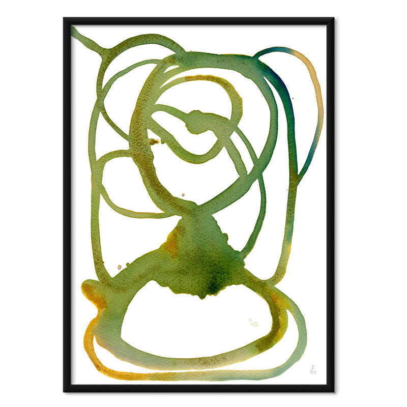 Greenery kunstplakat i sort aluminiumsramme – af Mette Handberg