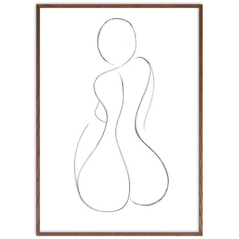 Hourglass Silhouette kunstplakat i mørk ege ramme