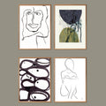 Kunstkort No. 1 – sæt med 4 kunstkort af Mette Handberg, abstrakte motiver, naturmotiver og stregtegninger