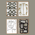 Kunstkort No. 2 – sæt med 4 kunstkort af Mette Handberg, abstrakte motiver, naturmotiver og en stregtegning