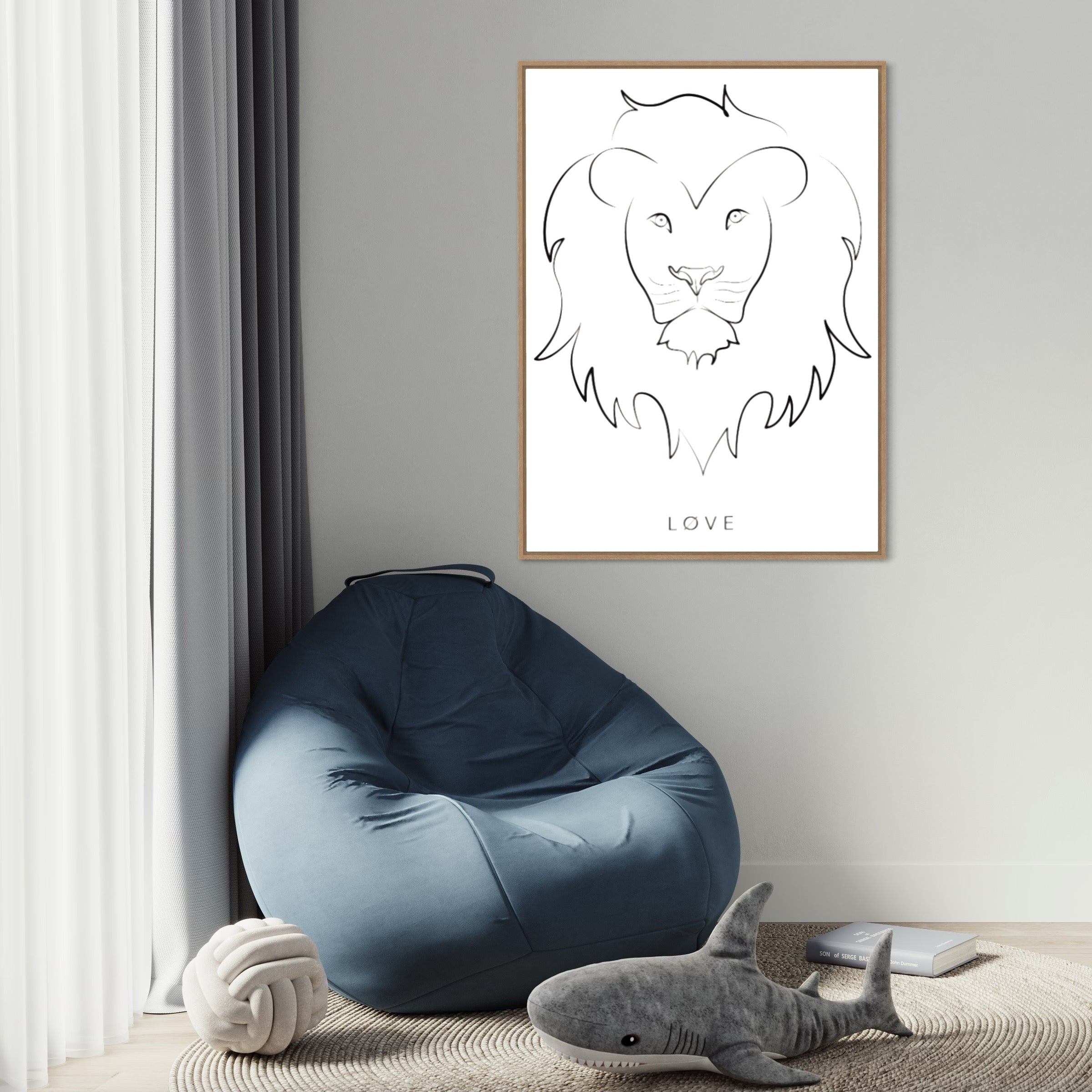  Løve kunstplakat i tween værelset