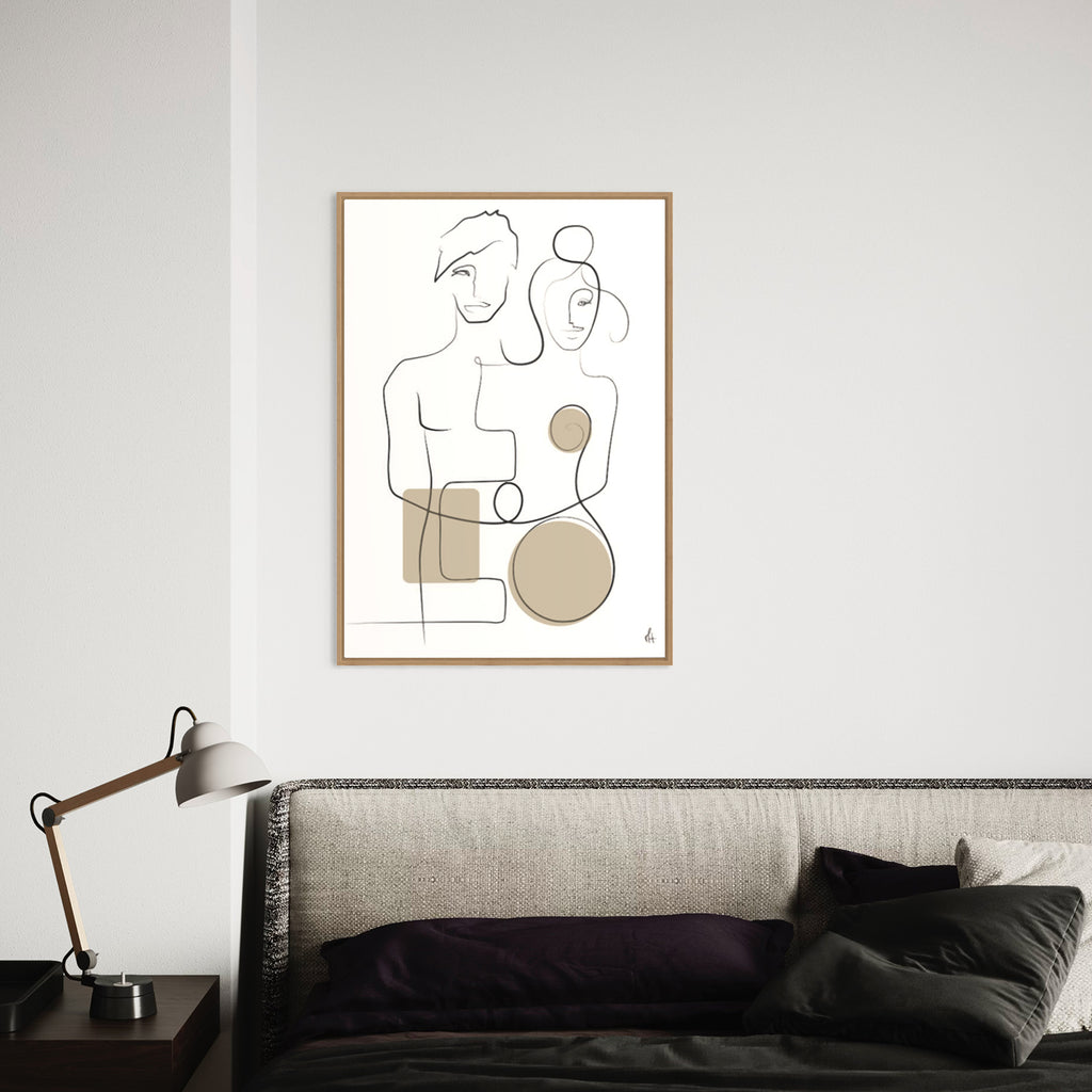 Lovers kunstplakat i soveværelse interiør