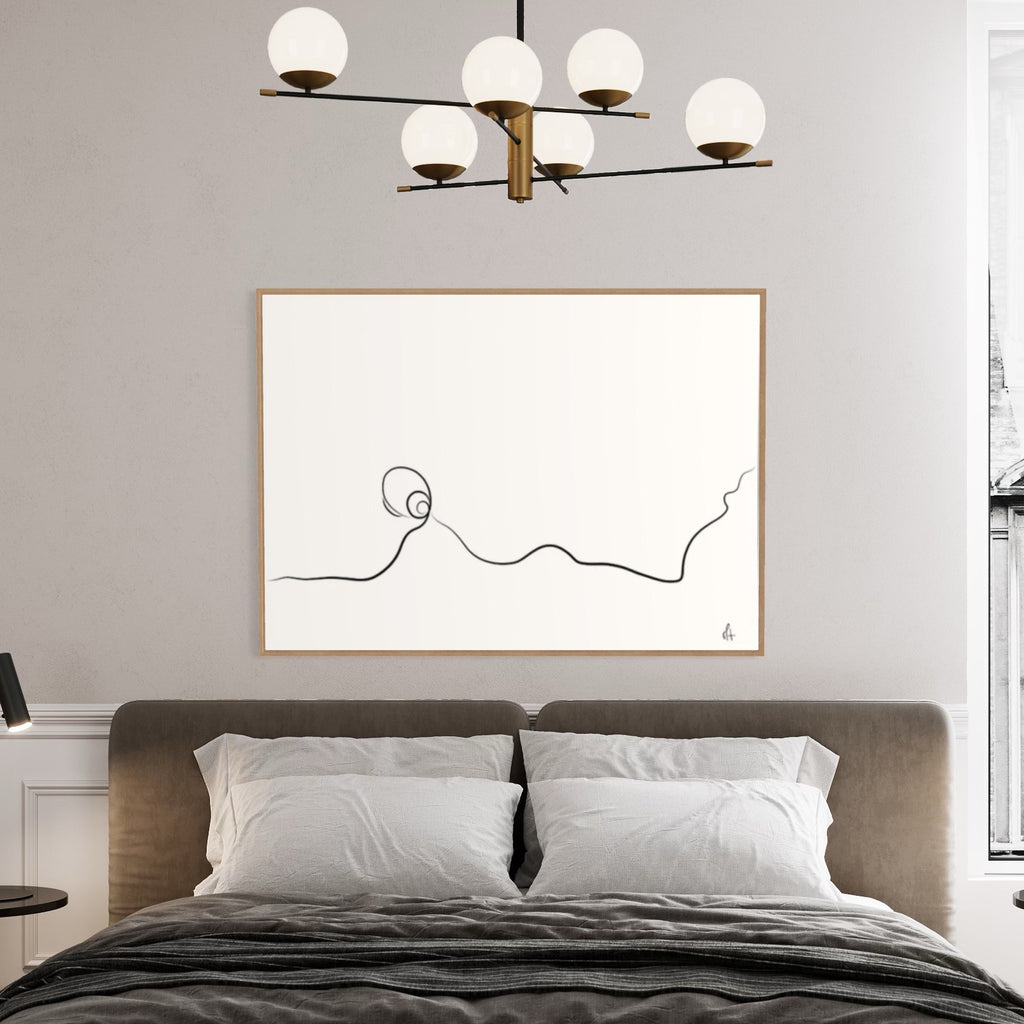  Lying Silhouette kunstplakat i soveværelse