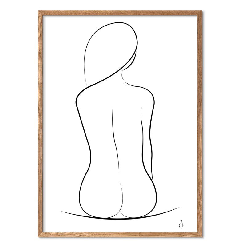 One Line Silhouette kunstplakat i egeramme
