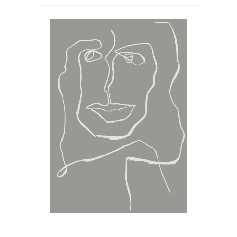 Limited Edition kunstplakat – One Line Female Grey, stregtegning af Mette Handberg