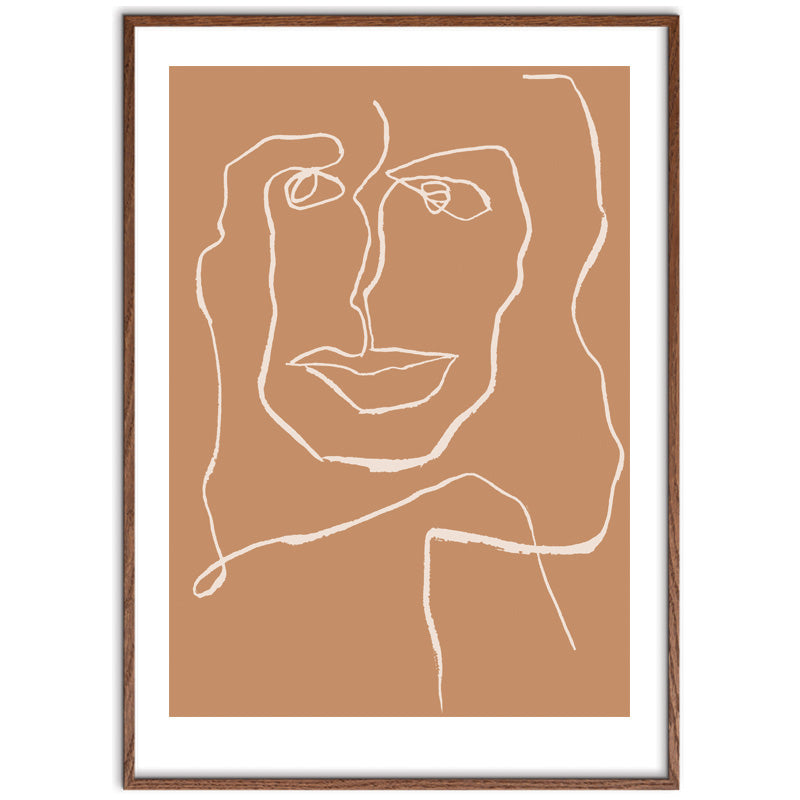 One Line Female Rose i dark oak ramme – Limited Edition kunstplakat af Mette Handberg