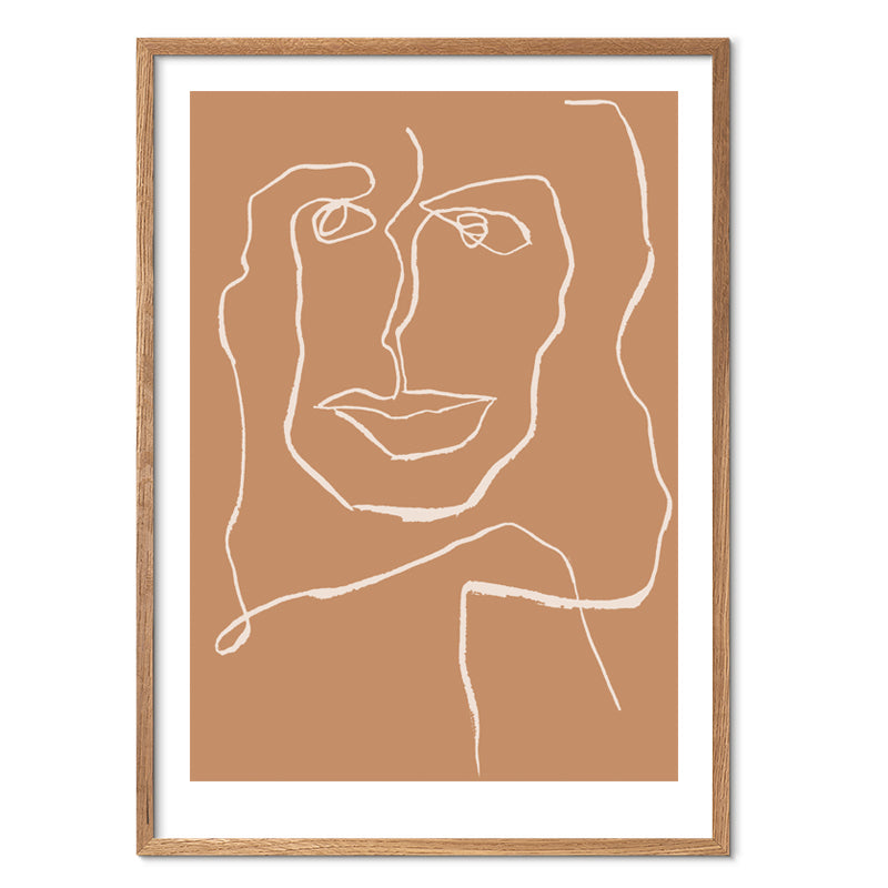 One Line Female Rose kunstplakat i egeramme – Limited Edition af Mette Handberg