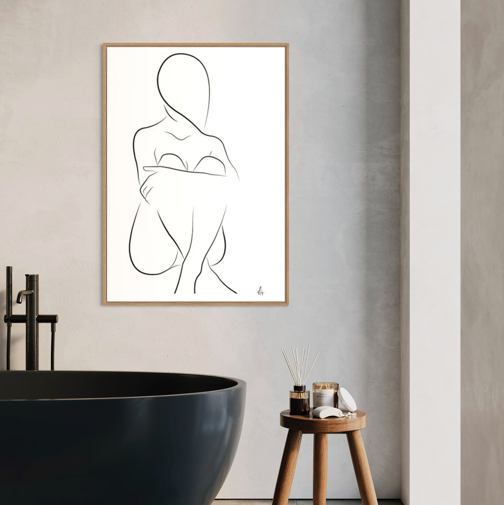Sitting Silhouette kunstplakat i spa omgivelser