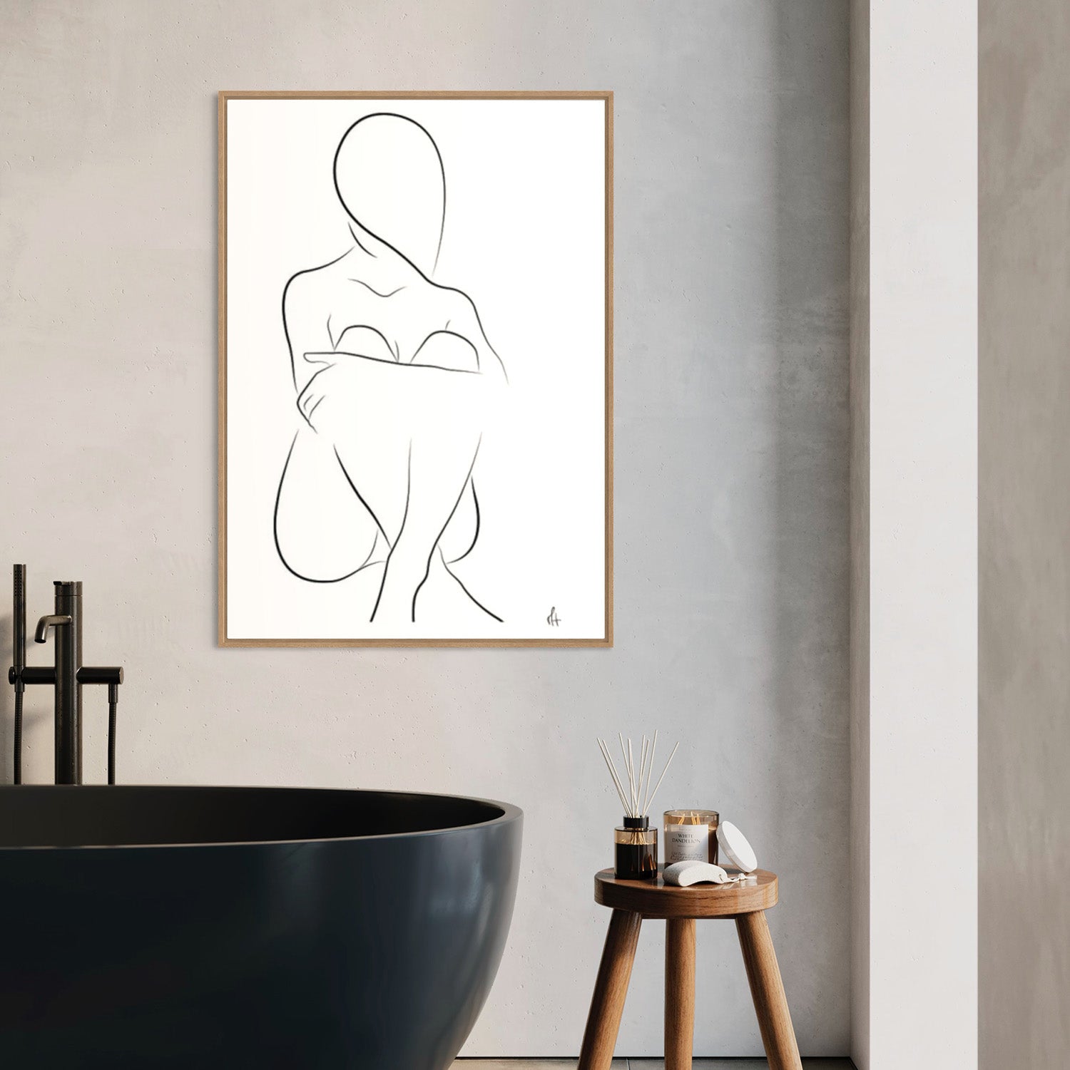 Sitting Silhouette kunstplakat i spa omgivelser