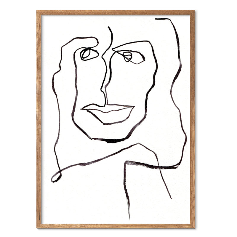One Line Female kunstplakat af Mette Handberg i egeramme