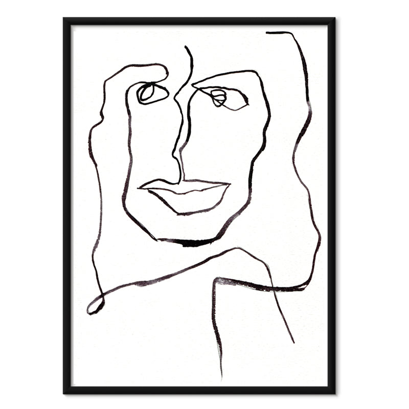 One Line Female kunstplakat af Mette Handberg i sort aluminiumsramme