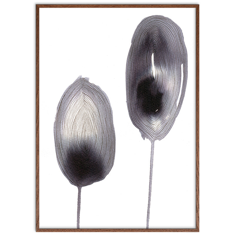 Organic Grey kunstplakat i dark oak ramme – af Mette Handberg