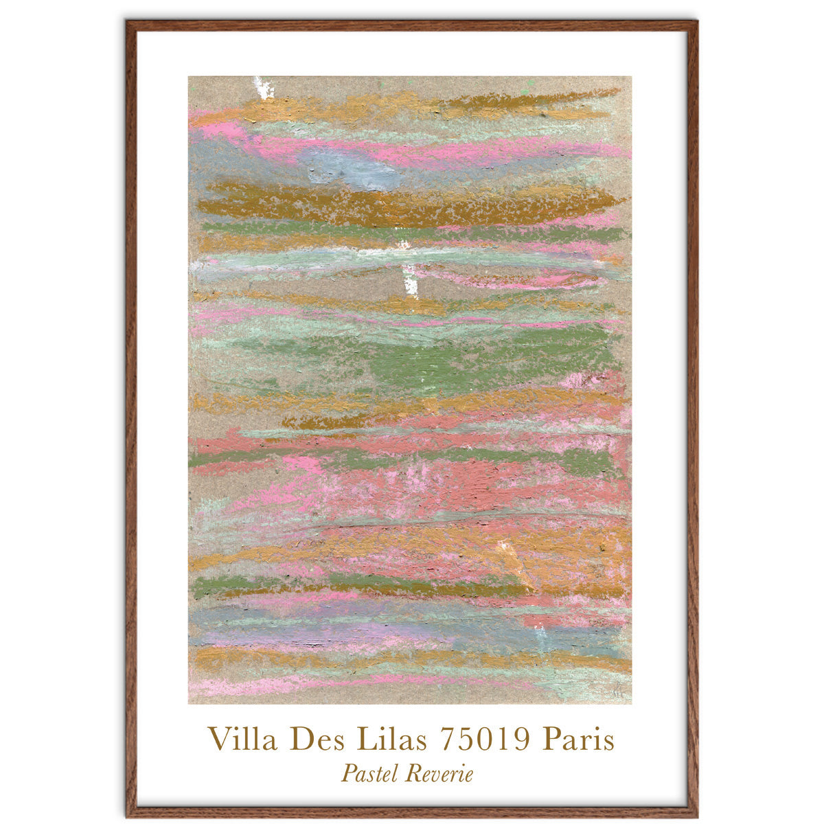 Pastel Reverie kunstplakat i mørk egeramme