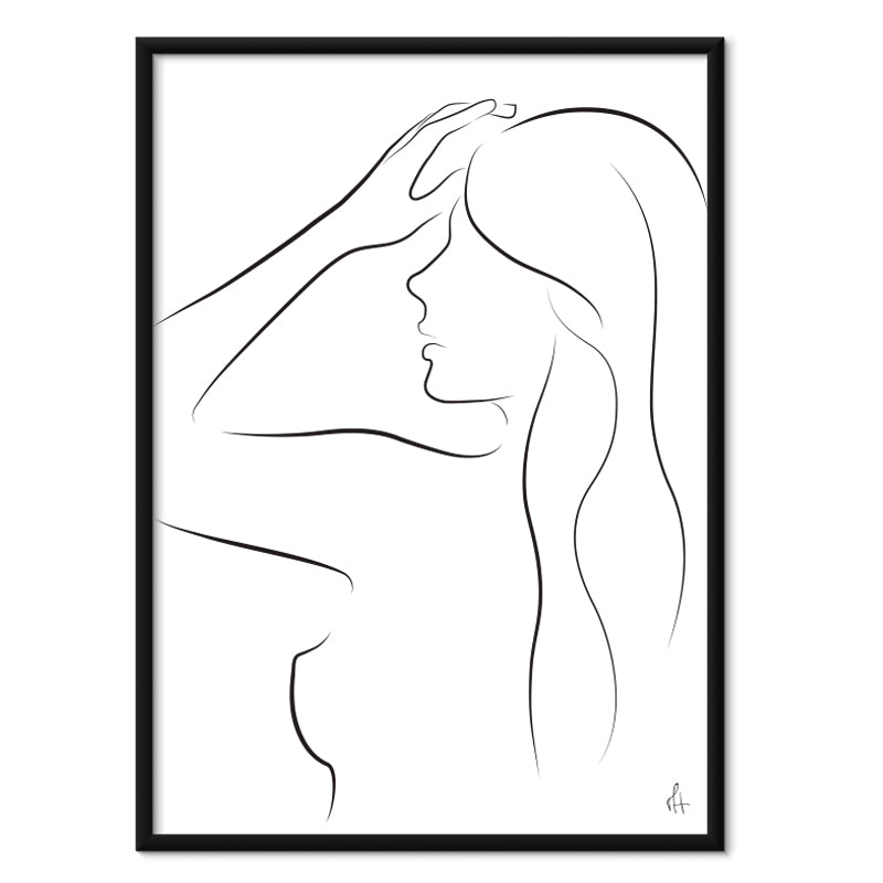 Simple Silhouette kunstplakat i sort aluminiumsramme