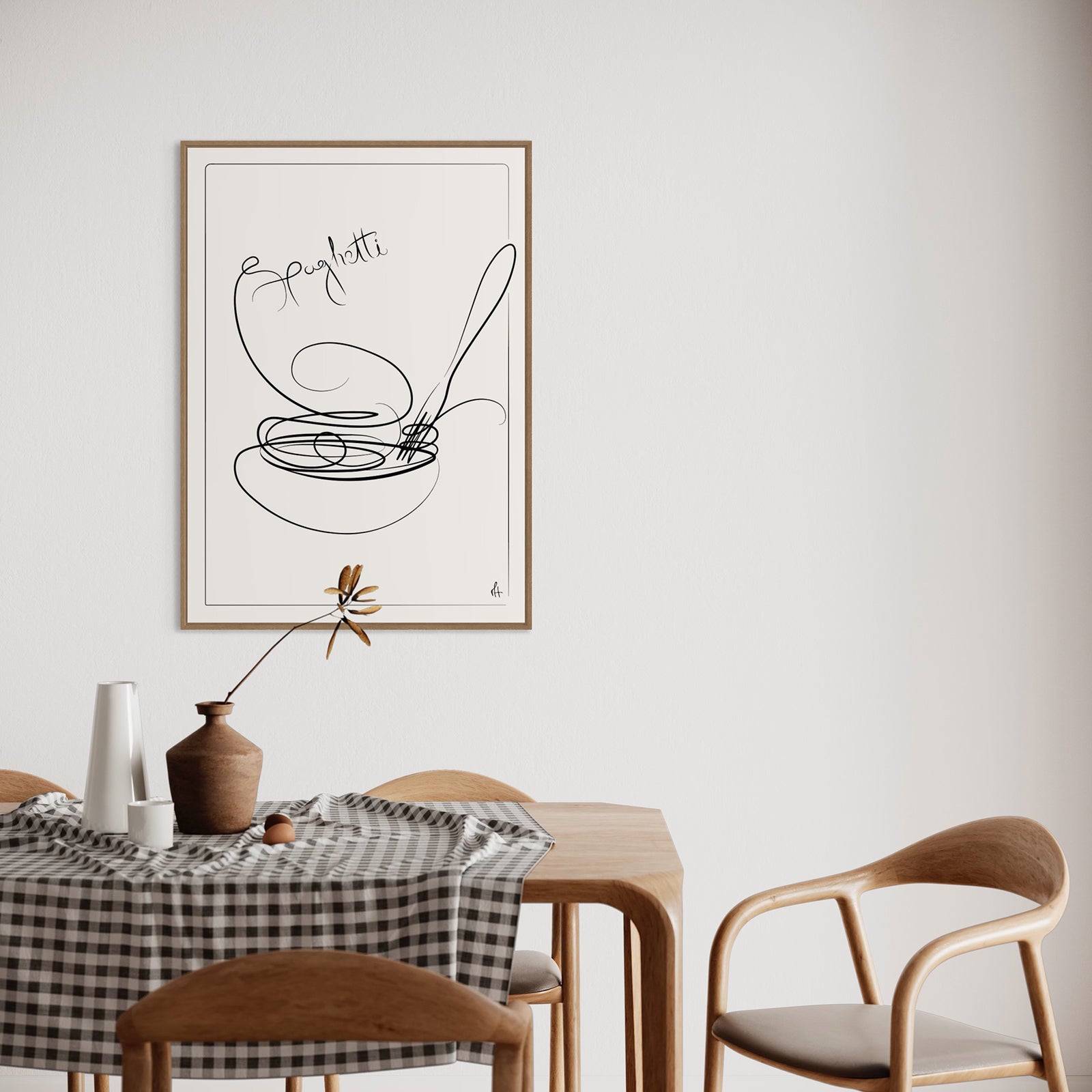  Spaghetti kunstplakat af Mette Handberg i spisestuen