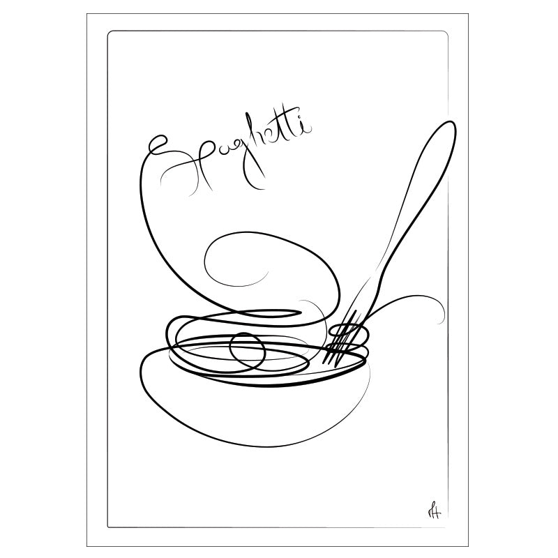  Spaghetti kunstplakat af Mette Handberg