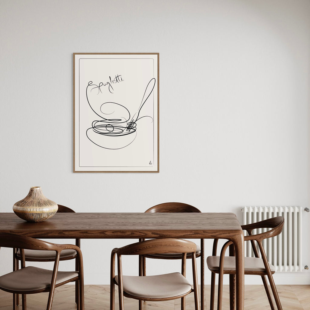  Spaghetti kunstplakat af Mette Handberg i stuen