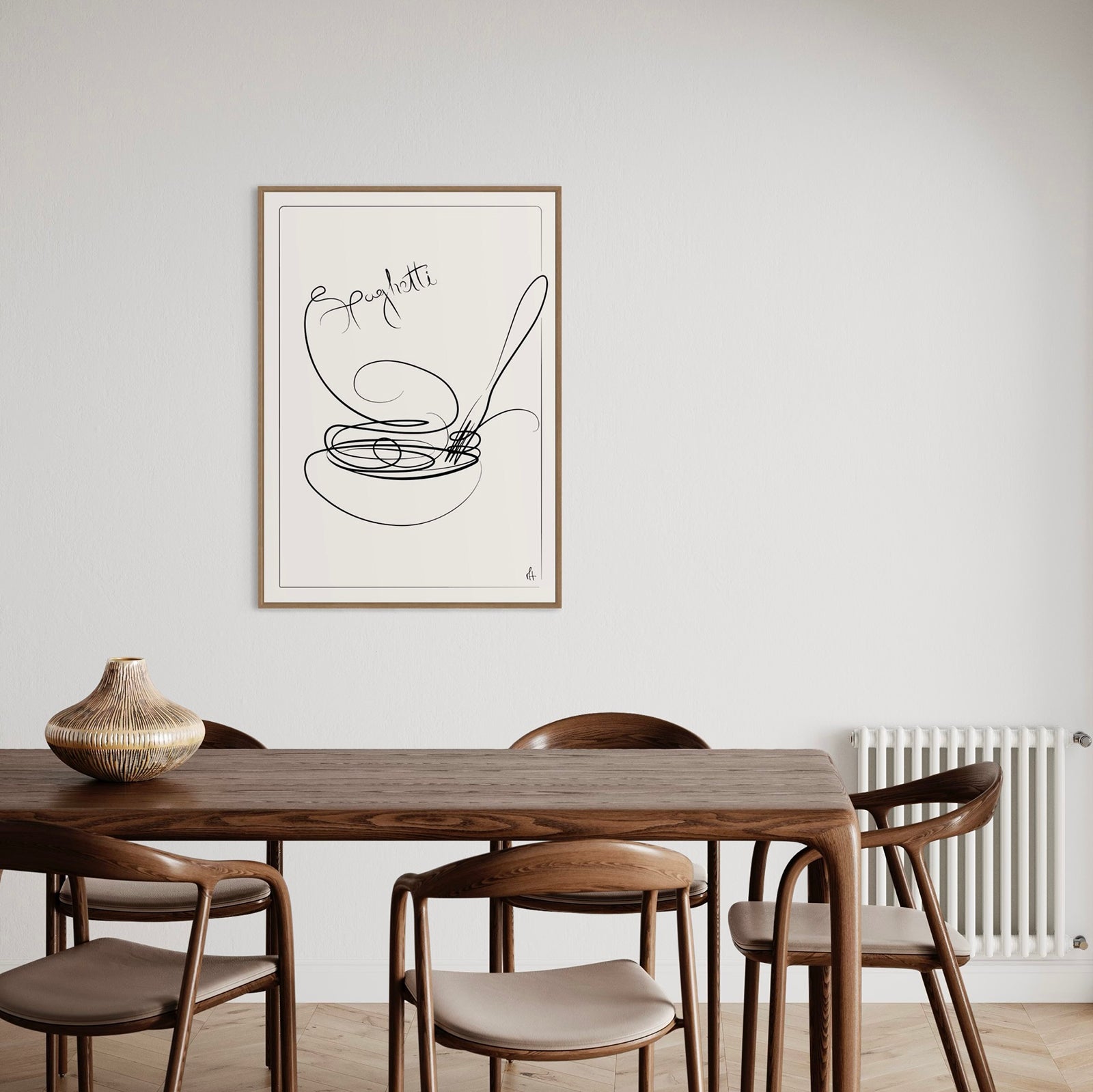  Spaghetti kunstplakat af Mette Handberg i stuen