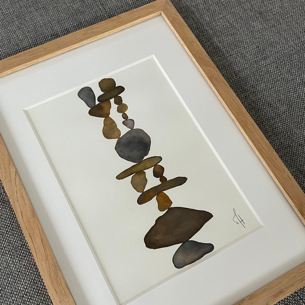 Stacked Stones Original – detalje af maleri af Mette Handberg
