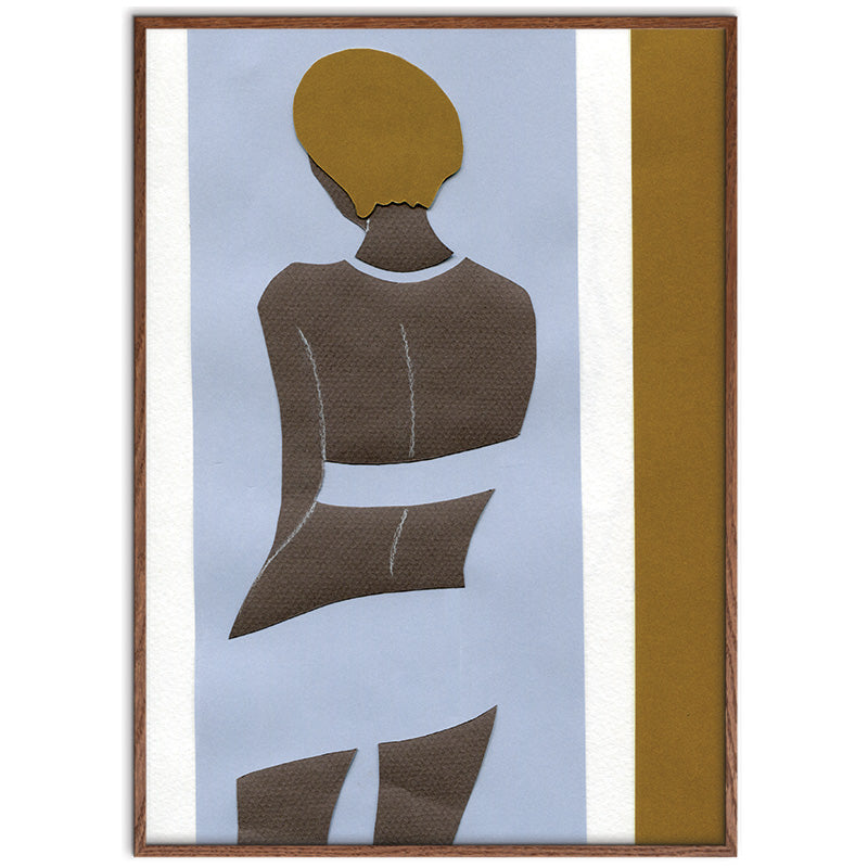 Standing Girl kunstplakat i mørk egeramme