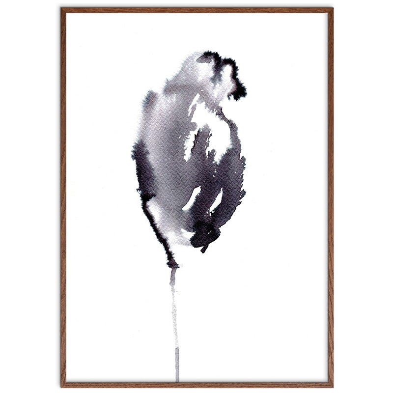 Feather Flower kunstplakat i mørk egeramme
