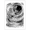The Eye – abstrakt sort-hvid kunstplakat af Mette Handberg, udtryksfulde blækstrøg