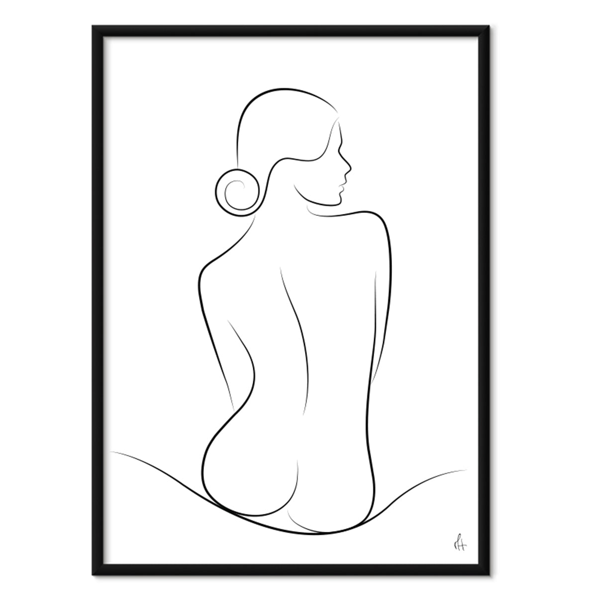 Wave Silhouette kunstplakat med sort aluminiumsramme