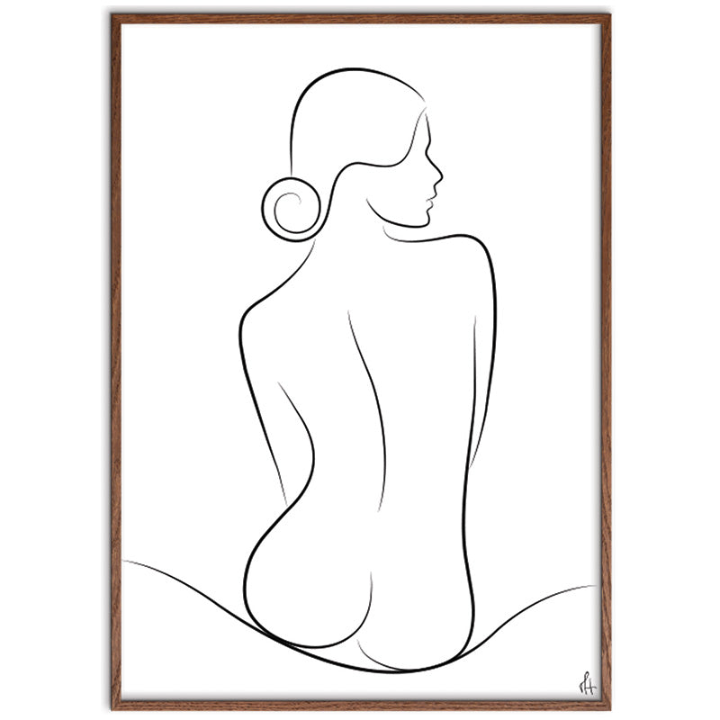  Wave Silhouette kunstplakat med dark oak ramme