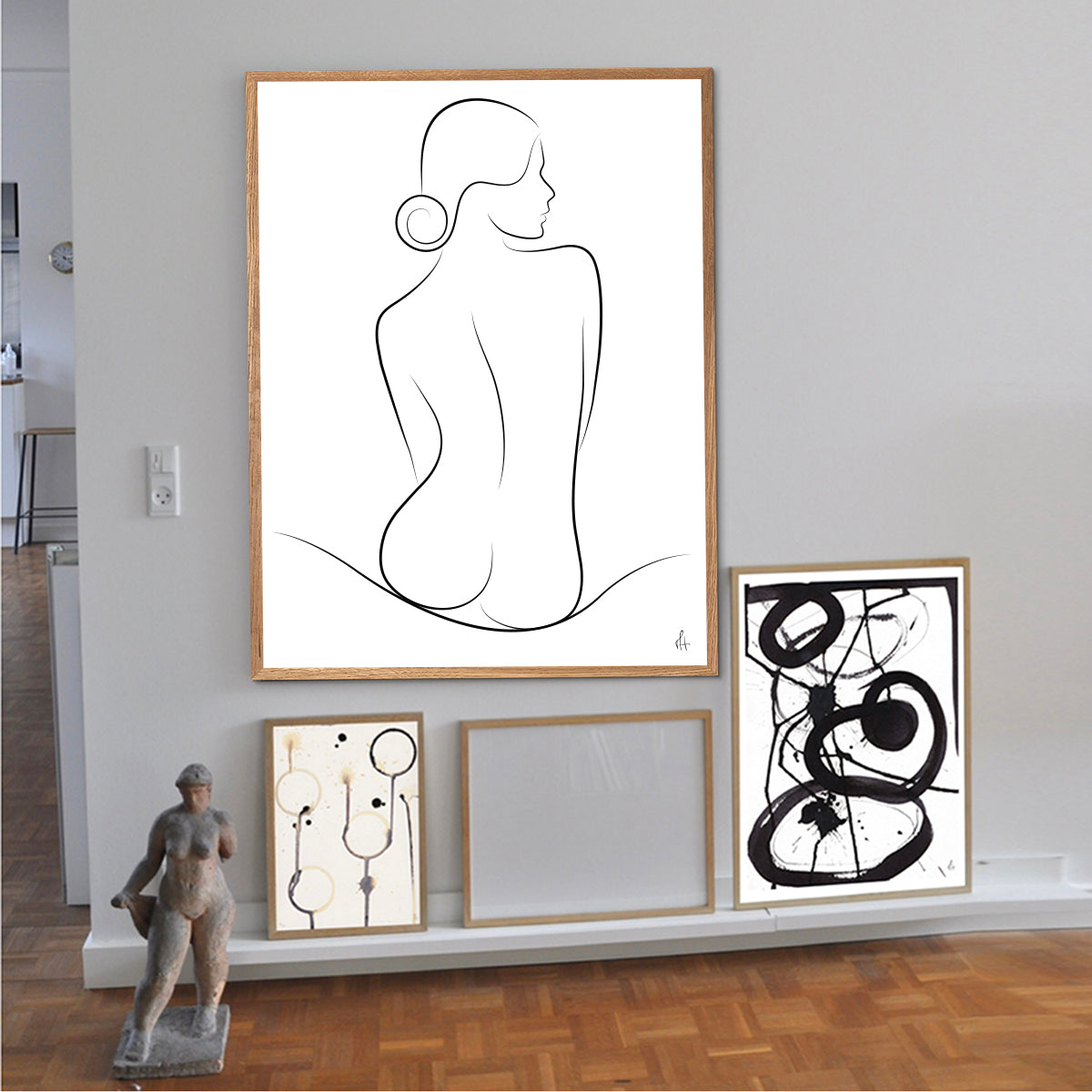Wave Silhouette kunstplakat på kunstvæggen