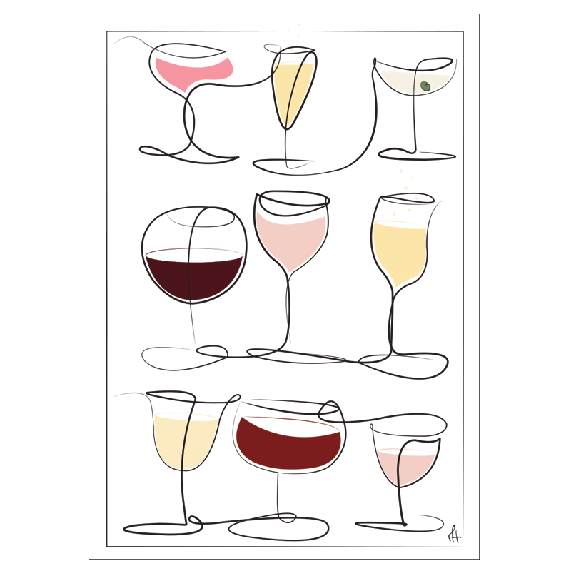  Wine and Drinks kunstplakat af Mette Handberg