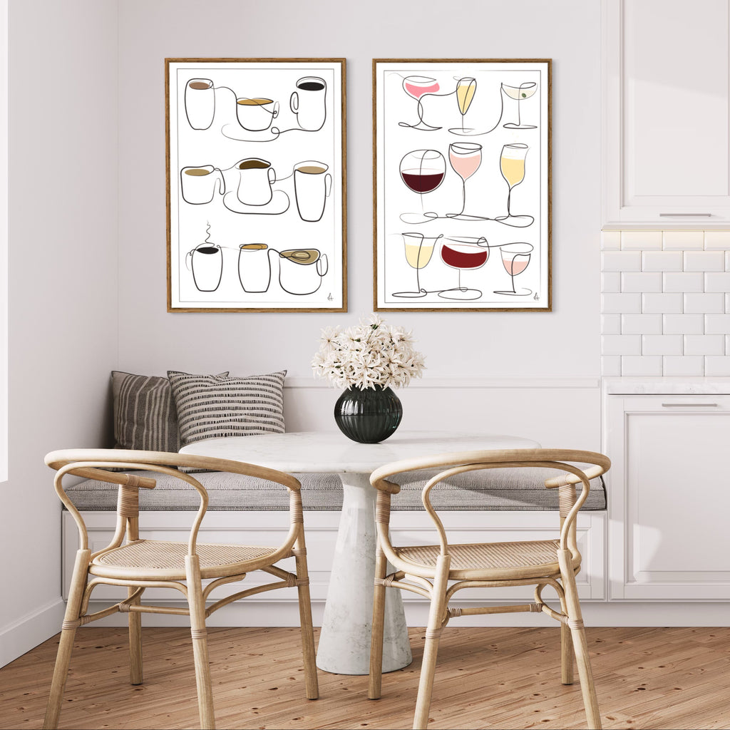 Wine and Drinks kunstplakat i spisestuen